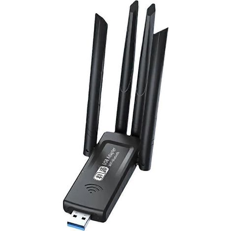 Clé USB AX1300 avec carte réseau sans fil 1300 Mbps (2,4 GHz/5 GHz, Wi-Fi 6, Bluetooth 5.4) et 4 antennes pour PC et ordinateur portable - JBMEDIA (1/4)
