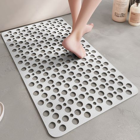 Tappetino da Bagno e Doccia Antiscivolo, Tappetino in Plastica per Vasca da Bagno con Ventose e Fori di Scarico, Cuscinetto Antigoccia (Colore: Bianco, Dimensioni: 43x (1/5)