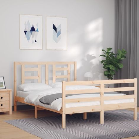 Bed Frame without Mattress 140x190 cm Solid Wood vidaXL (1/5)