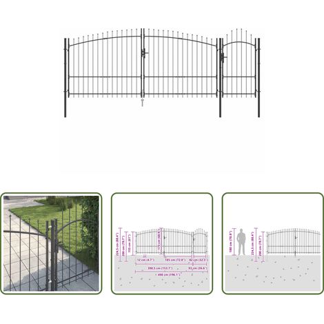 vidaXL Sicherheitsschloss - Gartentor mit Schloss Grau 150 x 400 cm Stahl (1/5)