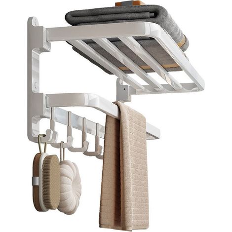 Handtuchhalter, white Badezimmer-Aufbewahrungsregal, stanzfrei (1/4)