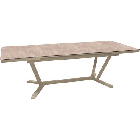PROLOISIRS Table extensible - VITA - Aluminium époxy sand - Plateau céramique Kedra Downtown 6 mm - 180/240 x 100 cm