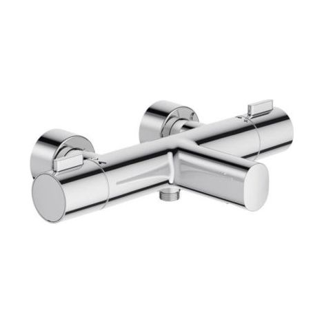 Jacob Delafon – Mitigeur thermostatique de baignoire mural chrome – Finition métal – Butée de sécurité à 37°C – Température maximale 50°C