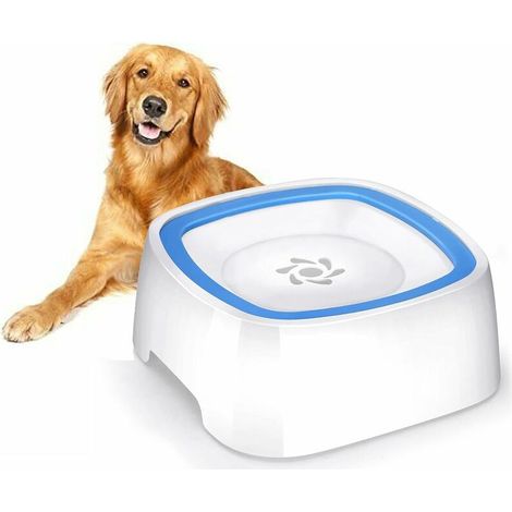 Bol d'eau pour animaux de compagnie à bouche non mouillante 1.5L bol d'eau transporté par véhicule bleu pour chats et chiens mangeoire avec bol en plastique gamelle eau chien gamelle anti debordement (1/5)