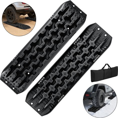 Jiubiaz Placas de arena para coche de PP negro con bolsa de transporte ayuda para arrancar en arena, barro y nieve (1/5)