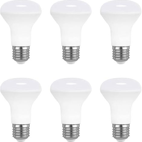 6 Pack E27 R63 7W Warm White 2700K 665LM 120 Degree Light E27 Halogen Lamp Equivalent 60W AC 220V R63 Reflector Bulb for Ceiling Spot Light (1/5)