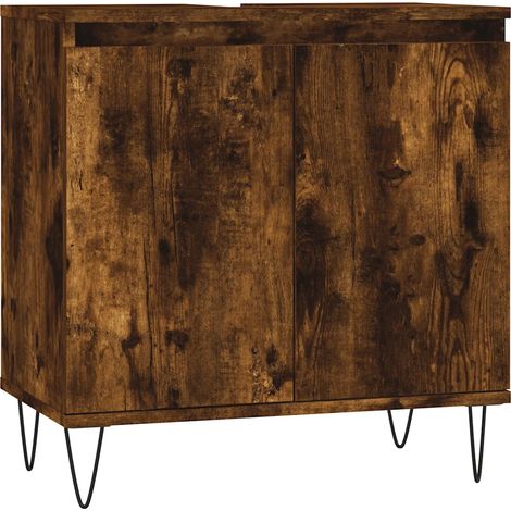 Armadietto da bagno rovere fumé 58 x 33 x 60 cm grande contenitore design industriale in legno multistrato rovere fumé 020049025