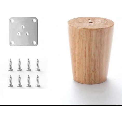 Lot de 4 Pieds de Canapé Bois Massif, Pieds de Meubles pour Fauteuil, Table de Nuit, Armoire, Tiroir(hauteur 6cm) (1/5)