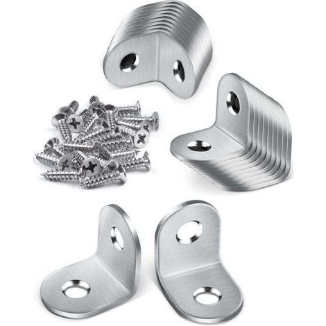 Confezione da 20 staffe metalliche, staffe di fissaggio da 20 x 20 mm, staffe di fissaggio a 90 gradi, staffe in acciaio inossidabile con 40 viti, piccole staffe metalliche per il fissaggio di mobili  (1/4)