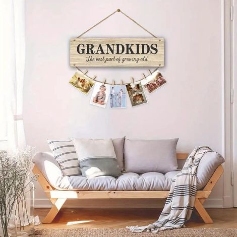 Cadre Photo Mur - Décoration Bois Pour Mur - Set Suspendu Avec Clips Et Corde - Idéal Pour Photo Mur De Noël Ou Intérieur Moderne - 8 Pièces (1/5)