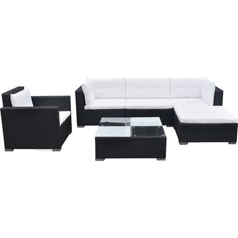 Maison Exclusive - 6-tlg. Garten-Lounge-Set mit Auflagen Poly Rat (1/5)