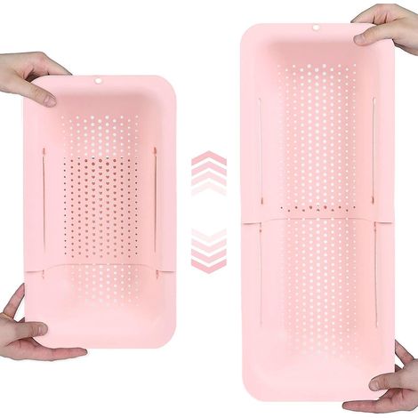 passoire De Cuisine Vier-rose, Panier De Vidange Pour Cuisine Extendable, Bpa Free D'vier En Plastique Rtractable Mnage Pour Stockage Et Lavage D (1/5)