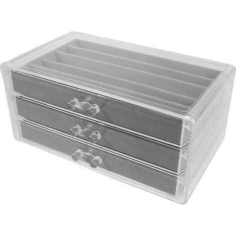 Joyero rectangular de 3 niveles con 15 compartimentos. (1/5)