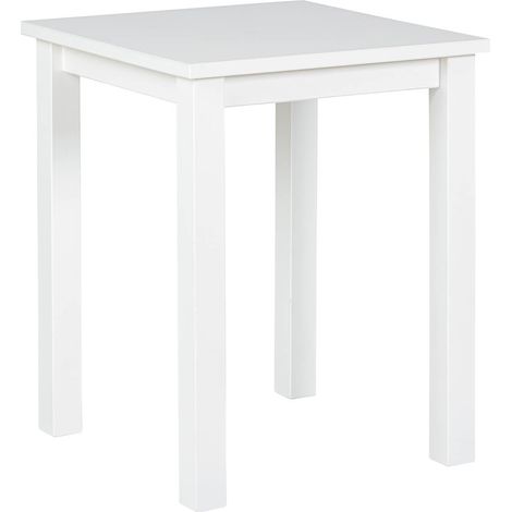 FLIX - Table d'Appoint Carrée Bois Massif Vernis Blanc (1/5)