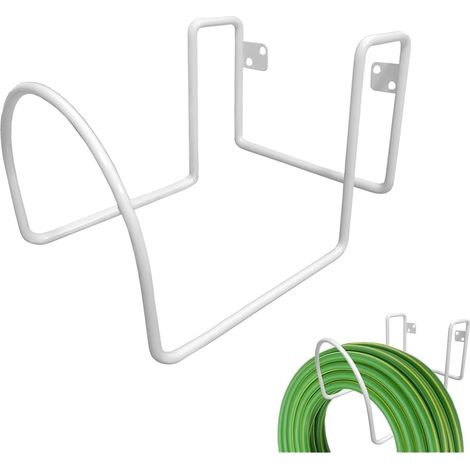 Support mural robuste pour tuyau d'arrosage de jardin, cour, crochets robustes pour tuyau d'arrosage de 120 m (blanc) (1/5)