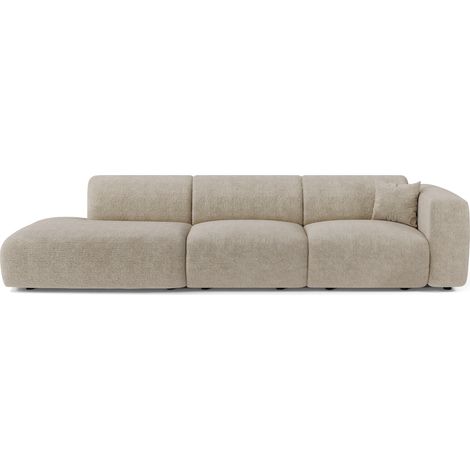 Canapé droit 310cm 5 places en velours à motifs beige MYRA (1/5)