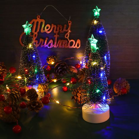 3-piece Christmas party set, home decoration, mood ornaments, mini light-up Christmas trees (one large, one medium, and one small) (1/4)