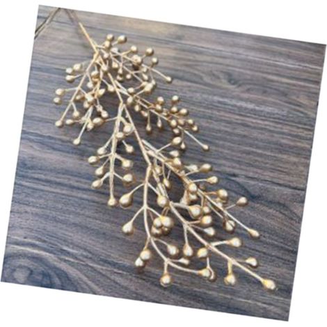 3er-Set künstliche Blätterdekorationen, goldfarben, farbecht und formbeständig, für Hochzeiten, goldene Früchte (1/5)
