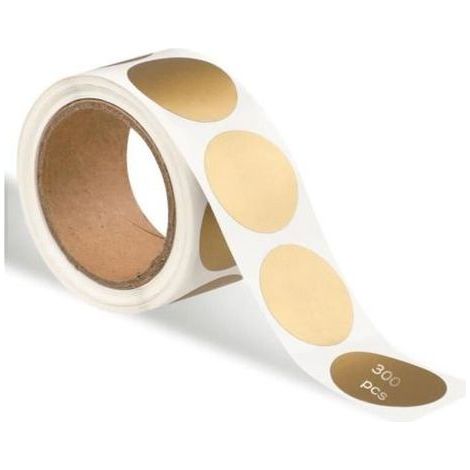 Set di 300 adesivi rotondi dorati da grattare (2,5 cm) - Per biglietti gratta e vinci - Per matrimoni, sorprese (1/4)