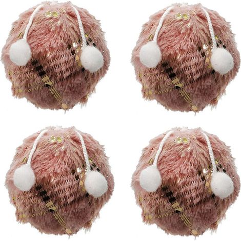 set 8 palline rosa antico oro bianco pellicciose  sfera d10 i albero di natale palla addobbi decorazioni (1/3)