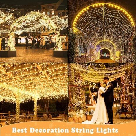 Guirlande Lumineuse de Noël, 100M 1000 LED Lumières de Noël Intérieur et Extérieure Électrique Etanche Guirlande Décorative pour Maison Sapin Fenêtre Fête Mariage Patio, Blanc Chaud (1/4)