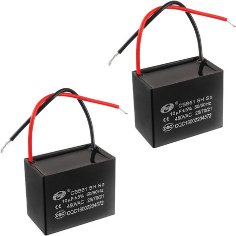 CBB61 10uF 450V AC 50/60 Hz Climatiseur Ventilateur Moteur Condensateur de Marche (Lot de 2) (1/2)