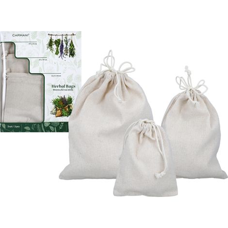 Lot de 3 sacs de rangement pour herbes aromatiques en tissu, cadeau, 3 pièces (1/5)