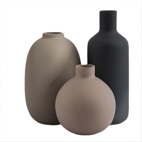 Vase en céramique cylindrique pour composition florale hydroponique (1/5)