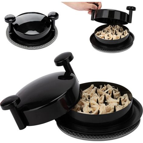 Chicken grinder, meat grinder, meat mincer tool with handle and non-slip base, suitable for shredded pork, red beef, chicken (black) (1/5)