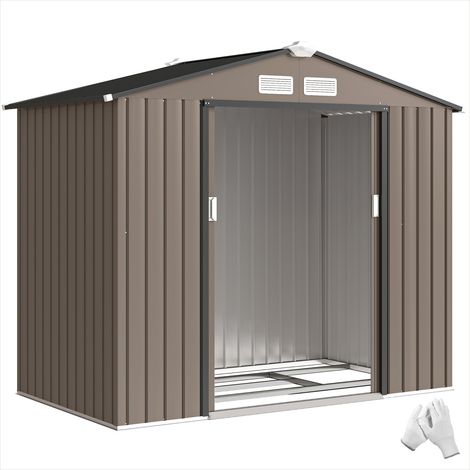 Abri de jardin en acier galvanisé marron 2,77 m² cabanon porte (1/5)