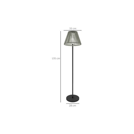 Lampadaire solaire naturel en rotin avec capteur de lumière et 25 LED, allumage automatique, IP44 pour jardin, balcon et terrasse (1/5)
