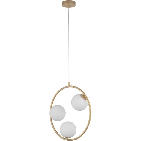 Lampadario moderno oro anello, 3 sfere vetro, G9 Sigma (1/4)