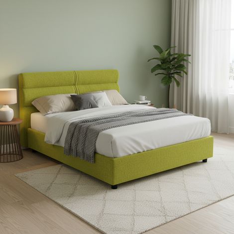 Letto Matrimoniale Briaglia, Letto Matrimoniale Sfoderabile, Contenitore Made in Italy, Dimensione Materasso 160x200 cm, Verde (1/5)