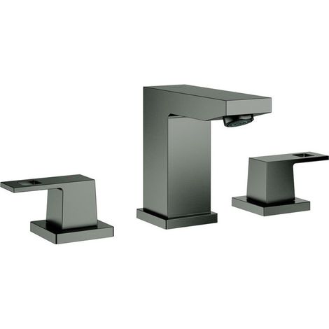 Grohe Eurocube - Grifo de lavabo, con desagüe, instalación de 3 orificios, Hard Graphite cepillado 20351AL0