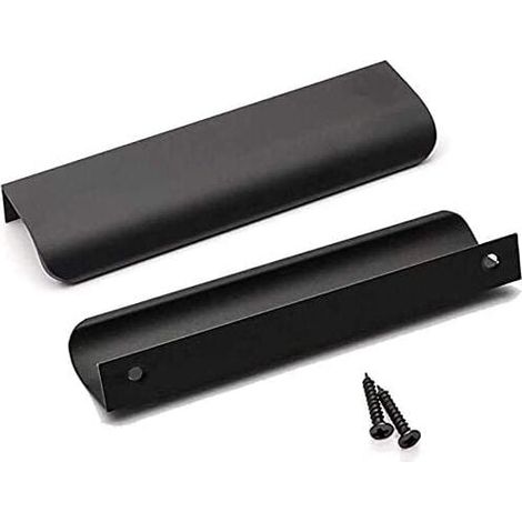 Set mit 5 schwarzen Profilgriffen für Küchenschränke, Schwarz -128, schwarze Küchengriffe, Möbelgriffe aus mattschwarzer Aluminiumlegierung, Mittenabstand (1/4)