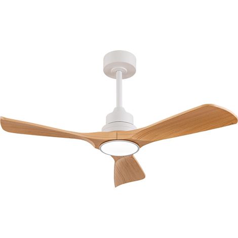 Ventilateur de plafond de 107 cm (42 pouces) avec éclairage et télécommande, intensité variable, style moderne, couleur bois naturel, moteur CC