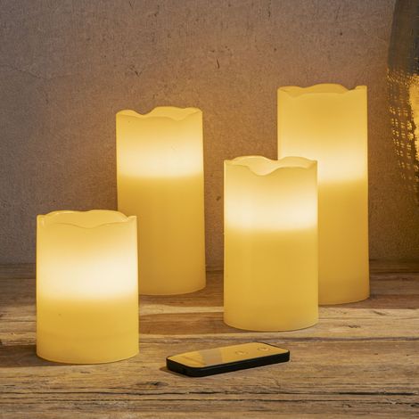Bougies LED avec télécommande / 4 pièces / blanc chaud / Bougies de l'Avent de différentes hauteurs