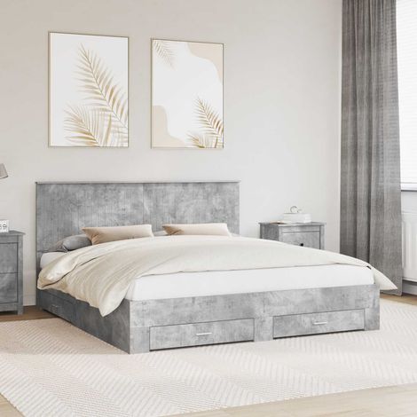 vidaXL Bed Frame Concrete Grey 180 x 200 cm Engineered Wood (1/5)