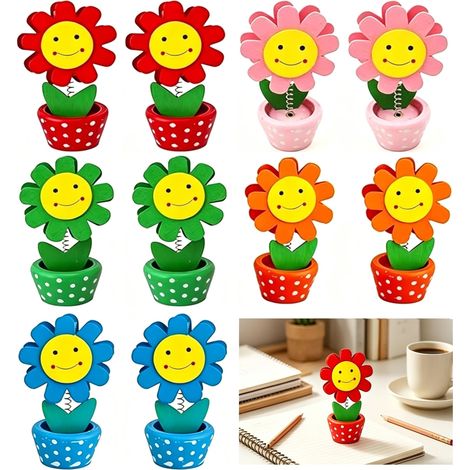 10 Pièce Supports Créatifs en Bois pour Photos, Forme de Fleur Pince Mémo Support, Supports Créatifs en Bois, pour Numéro de Table, Nom, Photo, Mémo (Couleur Aléatoire) (1/5)