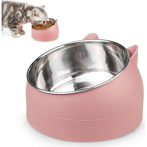 Ensemble de bols pour chat en acier inoxydable, plateforme inclinée 15°, 400 ml – DELKEVIC