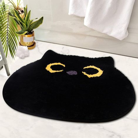 Paillasson Salle de Bain Chat Design Mignon Antidérapant Doux Absorbant 50x55 cm Tapis Décoratif Maison Cuisine Chambre (1/4)