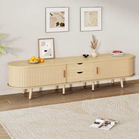 Mueble de TV 175 x 40 x 42 cm con 2 cajones fma ovalada tablero de fibra de densidad media col roble (1/5)