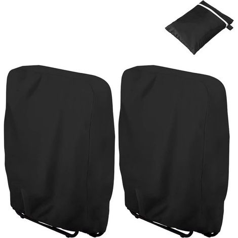 Ensemble de 2 housses pour mobilier de jardin - Housse de chaise anti-poussière avec poches de rangement - 110 x 71 x 34 cm (1/5)
