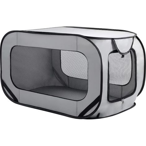 Cage de transport chien voiture pliable en tissu Oxford, caisse portable pour chat et chien voyage intérieur extérieur avec ventilation