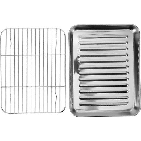 Plaque de cuisson en acier inoxydable pour rôtir, 1 ensemble avec grille. (1/5)