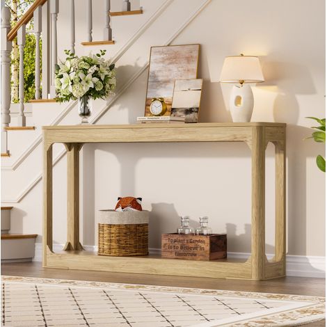 Console 140 cm en MDF, avec rangement, naturel OKMYHOME (1/5)