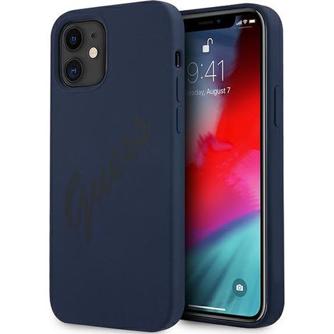 Funda rígida Guess GUHCP12SLSVSBL para iPhone 12 mini5,4 azul/azul con diseño vintage. (1/5)