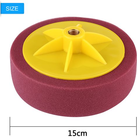 Lot de 4 tampons de polissage en éponge 15cm pour lustreuse auto, rouge vin, disque de ponçage et polissage (1/5)