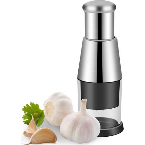 Presse-ail en acier inoxydable - Presse manuelle - Ustensile de cuisine facile à utiliser et qui permet de gagner du temps (1/5)