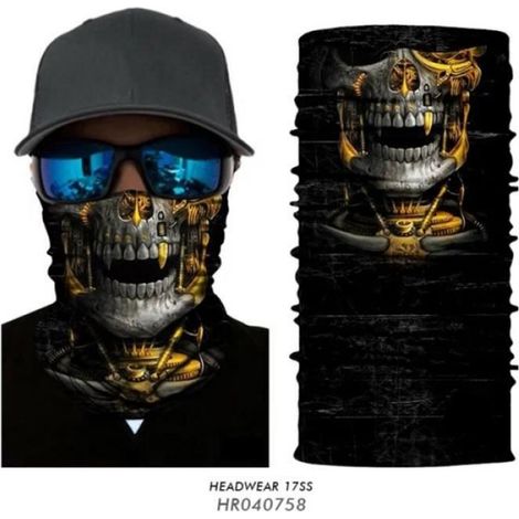 Cagoule - Bandana - 100 % Polyester Microfibre - Sans Couture - Extensible 2 Voies - Cyclisme - Ski - Randonnée - Moto - Plein Air - Taille Unique - 48 x 24 cm (1/4)